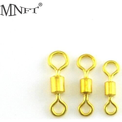 MNFT 500Pcs Fishing Solid Connector Rolling Swivel With Solid Ring Golden Color Rolling Swivel Fishing Connector Snap 8# 10# 12