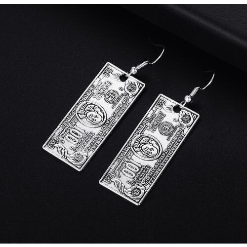 Trendy Vintage Dollar Shape Dangle Earrings for Women Girl Retro Drop Earrings Cute Small Object Earring Jewelry Bijoux