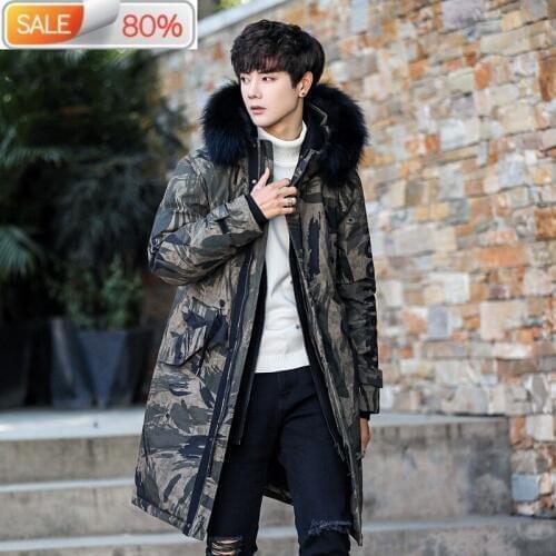 2020 New Winter Duck Jacket Men Camouflage Long Coat Raccoon Fur Collar Warm Mens Down Jackets 19001 B23446
