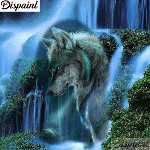 Dispaint Full Square/Round Drill 5D DIY Diamond Painting "Animal wolf" Embroidery Cross Stitch 3D Home Decor A11388