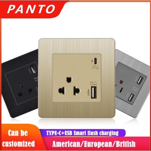 Panto Type 86 EU 16A Type C Charging Board Socket Smart Fast Charging Source EU Plug Multi-function
