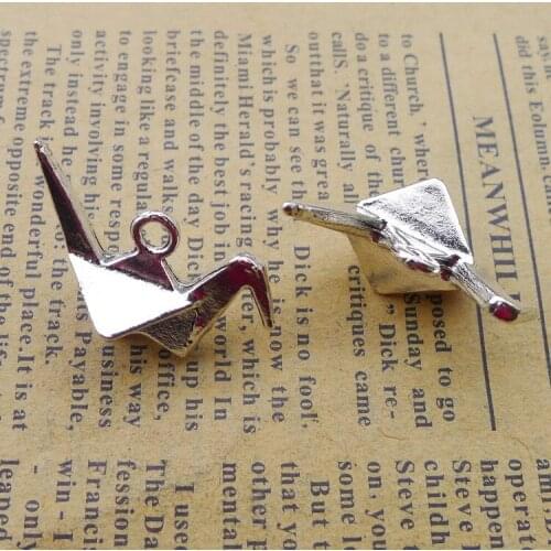 6Pcs 16*28mm Zinc Alloy Lucky Paper Crane Charms Peace Symbol Necklace Keychain Pendant Accessory Charms For Jewelry Making Gift