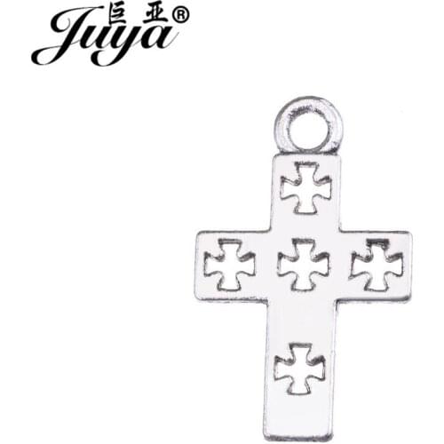 JUYA High Quality Hollowed Cross Charms Pendants for Bracelet Making 17x11mm 50pcs/lot China Jewelry Component Suppliers AO0620