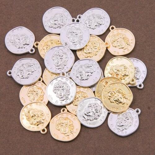10PCS white K And KC gold Commemorative Coin Pendant Charms For Jewelry Making DIY Bracelet Necklace Earring Pendants Findings