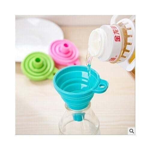 Portable Bar Tools Silicone Funnel Folding Funnel Silicone Gel Practical DIY Collapsible Style Funnel Hopper Kitchen Tool AU194