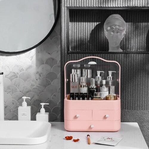 Spot transparent hand-held cosmetics collection box drawer-style makeup box dust-proof skin care products finishing shelf