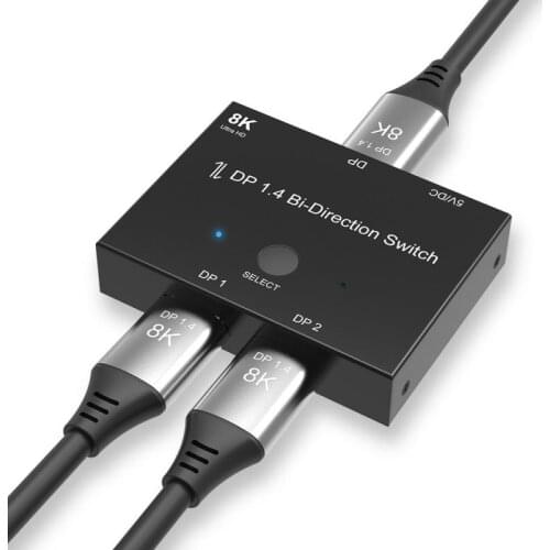 Displayport Splitter DP1.4 Switch Ports Bi-direction 1x2 / 2x1 Displayport Switcher Ultra HD 8K@30Hz 4K@120Hz For PS4 Xbox HDTV