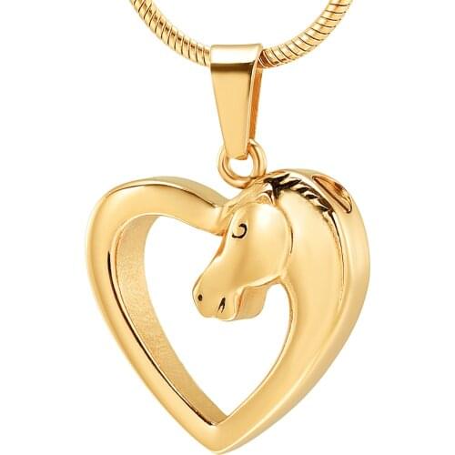 Heart Horse Cremation Jewelry for Ashes Pendant Urn for Human Pet Memorial Ashes Holder Keepsake Urn Necklace Jewelry 3 Colors