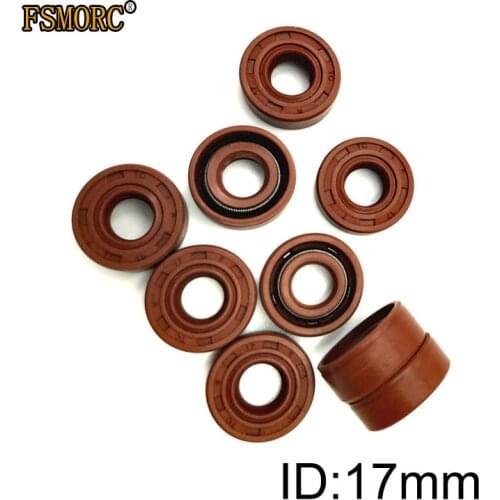 Brown color high quality FKM Shaft Oil Seal TC-17*24*25*27*28*30*32*34*35*36*38*40*4/6/7/8/10 FPM Covered Double Lip With Garter