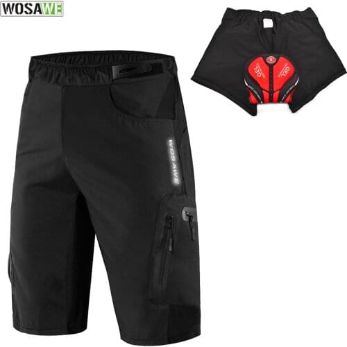 WOSAWE Loose Cycling Shorts 3D Padded Outdoor Sports Rain Dirty Resistance Breathable Bicycle Downhill Bike Racing MTB Shorts