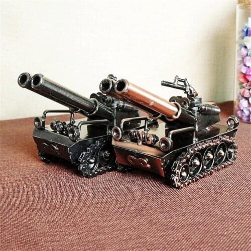 Iron Double Gun Tank Model Full Personality Metal Creative Birthday Gift Ornament