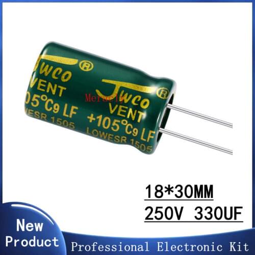 5PCS 250V 330UF 20% High frequency and low impedance in-line aluminum electrolytic capacitors long life Brand new authentic