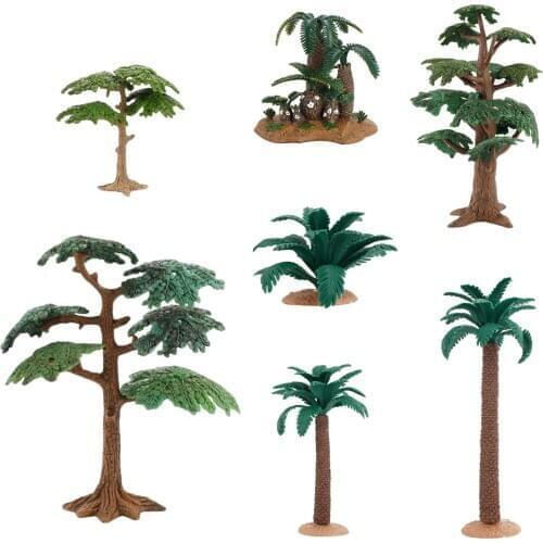 7pcs Mixed Model Tree Train Trees Railroad Scenery Diorama Tree Architecture Trees for DIY Scenery Landscape Natural Green