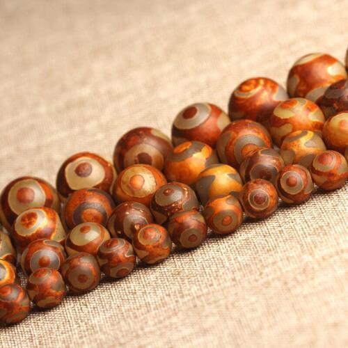 8-14mm Round Yellow Brown Tibetan Buddhism Beads Three Eyes DZI Agates Beads For Jewelry Making Beads 15'' Buddha DIY Beads