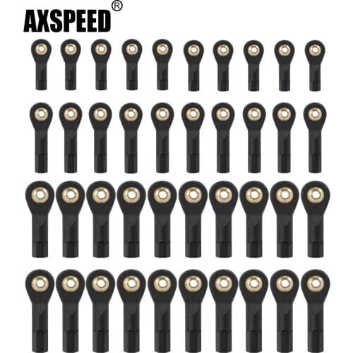 AXSPEED 20Pcs 1/10 RC Crawler Car Toys Parts Black Plastic M2/M3 Link Rod Ball End Joint