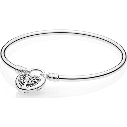NEW 2018 NEW 100% 925 Sterling Silver original Limited Edition Flourishing Heart Padlock Bangle Moments fashion bracelet