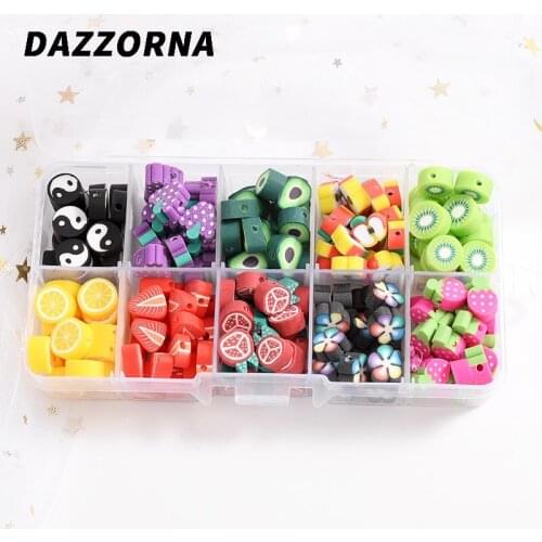 Approx 200Pcs Fruit Shape Clay Spacer Beads Charm Polymer Loose Beads For DIY Necklace Bracelet Earring Jewelry Findings Making