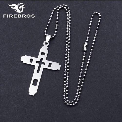 FIREBROS Free 20/24" Chain Silver Color Stainless Steel Cross Pendant Necklace Men Women Jewelry Gift Accessorries Dropshipping