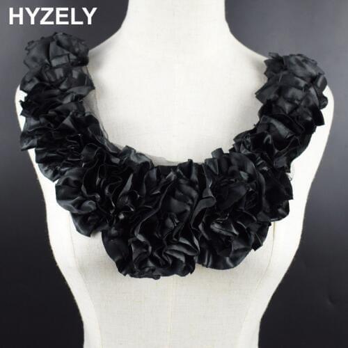 Black Venise Lace Fabric Dress Applique Motif Blouse Sewing Trims DIY Neckline Collar Costume Decoration Accessories BW005