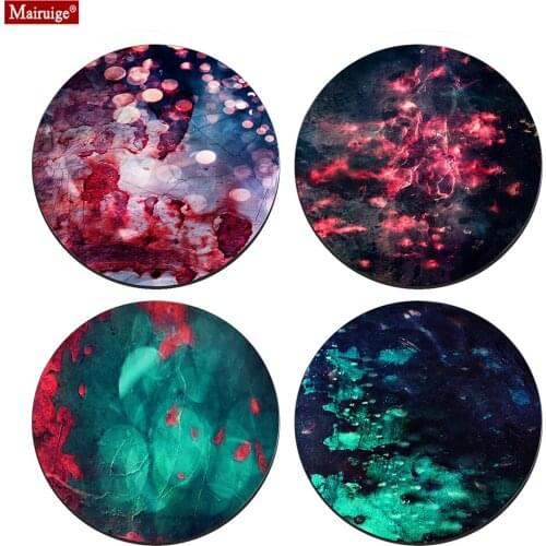 Colour Black Mouse Pad Small Green Texture Abstract Visual Arts Round Mousepad DIY Custom Gamer Pc Compute Desk Mat 20x20cm