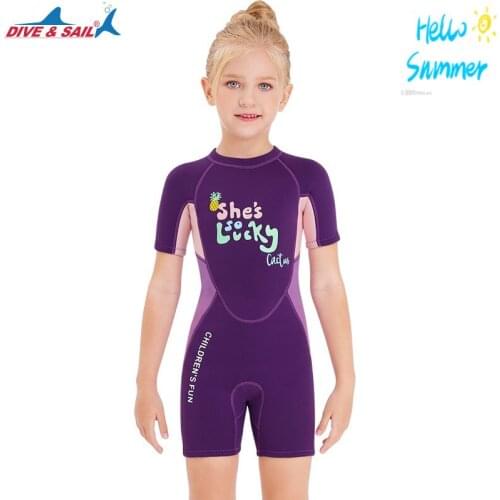 Children Diving Suit Lucky Girl 2.5mm Neoprene Wetsuits Surfing Jellyfish Short Swimwear Wetsuit For Girls Kids Swimsuit
