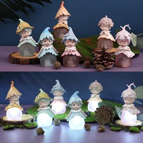 Fairy Cute Anime Figures Night Light Surprise Gift Blind Box Elf Children Bedroom Decor Lam Magic Girl Toys Car Panel Model Doll