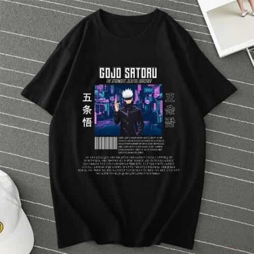 Men Women T-shirt Tops Kawaii Jujutsu Kaisen Tshirt Gojo Satoru Yuji Itadori T-shirt O-Neck Soft Anime Manga Tee Shirt Clothes