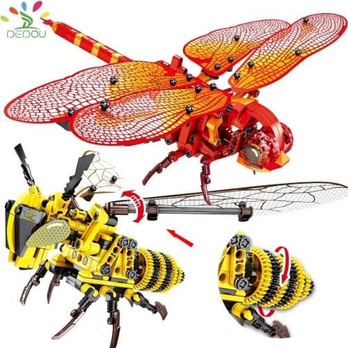Simulated Animal Insect DIY Dragonfly Wasp Building Blocks Model Bricks Construction Toys for Children