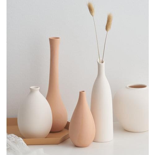 Nordic Ceramic Flower Vase Hydroponics Home Room Decor Dried Flower Garden Pots Planters Desk Accessories Office Accessories