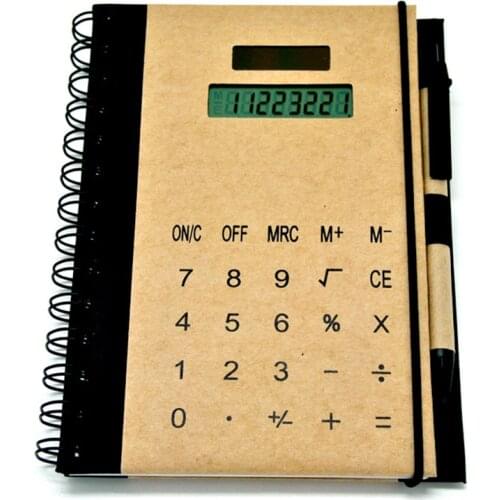 Creative Notebook Caculator with Kraft Paper Cover, Solar Power, 8 Digits, 70 Sheets 70g Paper, with 25 Sheets Stickers