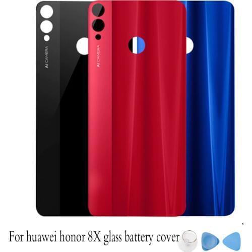 Fashion Rear Housing Cover For Huawei Honor 8X Glass Battery cover Back Door Replcement for honor8x with logo Adhesive Sticker
