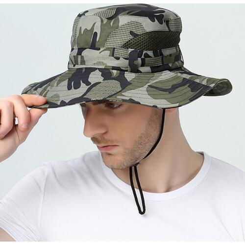 Outdoor Fisherman Hat Male Summer Sunshade Bucket Cap Men Anti-ultraviolet Sunscreen Breathable Mountain Climbing Hats H6787