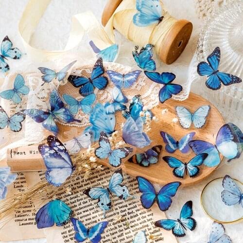 40Pcs/lot Butterfly Deco Stickers Scrapbooking Journal Toy Plants Deco Album DIY Stationery Stickers