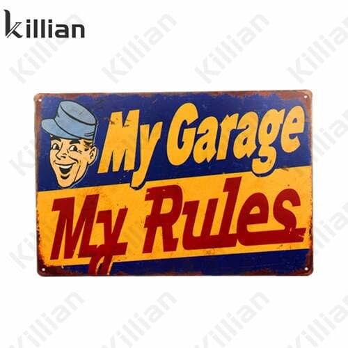 Retro Metal Plaque Wall Art Decoration Garagemetal Plate My Rule Metal Painting Cartoon Tin Dign Home Decor Bar Club Pendant