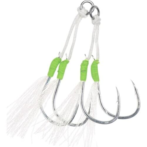 New Slow Swing Iron Plate Double Hooks Sea Baitholder Fish Hook Boat Fishing Lure Fish Silk With Barbed Blood Groove Hook