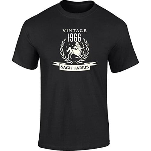 Happy 50th Birthday Gift 1966 Sagittarius Zodiac Sign T Shirt Top Tee 100% Cotton Humor Men Crewneck Tee Shirts