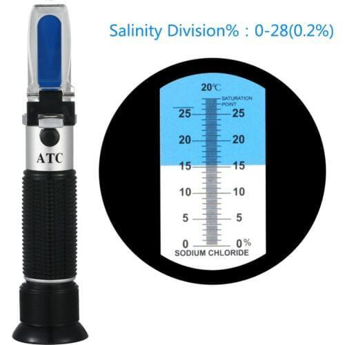 Portable Salinity Refractometer 0-28 Food Sodium Chloride Handheld Refractive Salt Concentration Meter Mariculture Tester