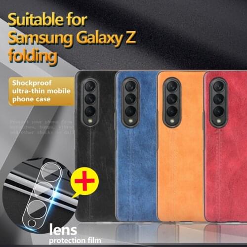 For Samsung Galaxy Z Folding 3 5g Mobile Phone Shell Ultra-thin Polyurethane Synthetic Leather Shockproof Back Mobile Phone