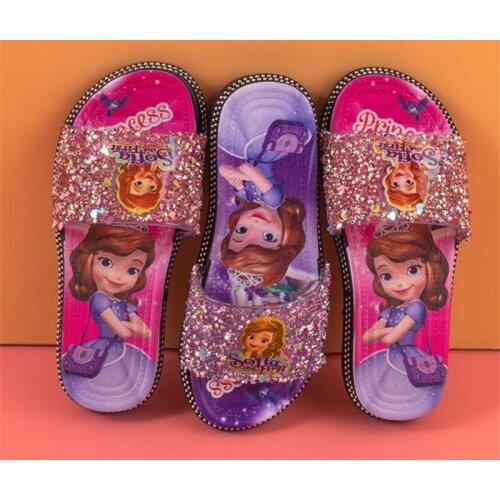 Disney 2021 children summer indoor slippers girls summer baby princess Sophia antiskid soft bottom outside wear cool slippers