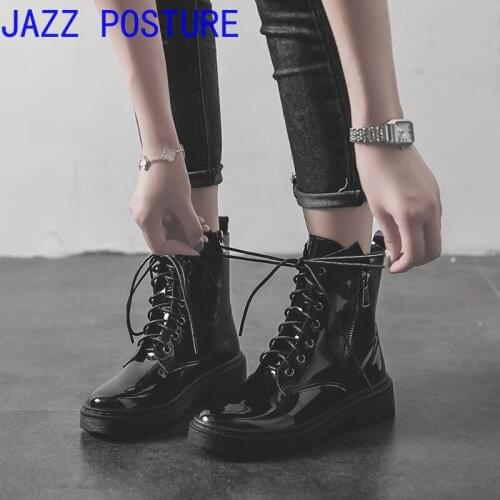 Spring and autumn season motorcycle-style boots womens fashion lace-up round toe platform military boots womens shoes new w246