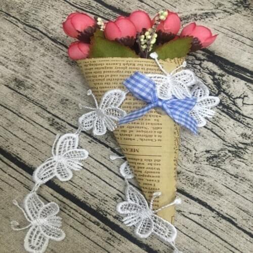 15Yards/Lot High-Quality Butterfly Water-Soluble Lace Trim, DIY Clothing Accessories Polyester Lace Fabric,Free Shipping