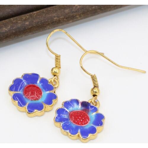 Factory outlet high grade 14*16mm gold-color enamel cloisonne dangle earings for women weddings party charms gifts jewelryB2575