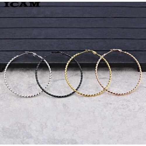 ICAM Trendy Hoop Earrings Big Smooth Circle Earrings New Brand Loop Hyperbole Earrings for Women Jewelry Accessories Gifts