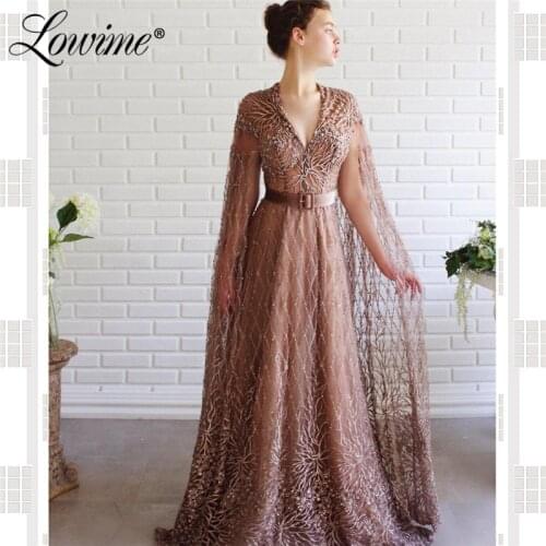 Full Beaded Handmade Formal Dress Long Sleeves Crystal Prom Dresses 2020 Dubai Middle East Women Evening Gowns Robe De Soiree