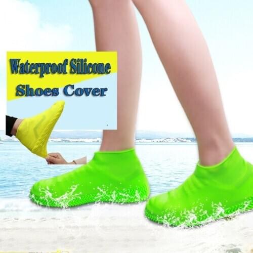 1Pair Silicone Rain Waterproof Shoes Insole Cover Unisex Reusable Outdoor Anti-Slip Elastic Rain Boot Overshoes Skidproof Shoes