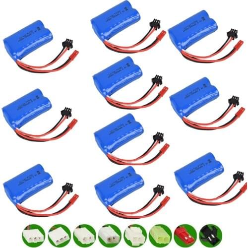 10PCS/set 6.4V 500mAh 14500 Li-ion Battery For WLTOYS 18401/02 4 drive High speed climbing Offroad racing XQWR14 HBX 2098B Cars