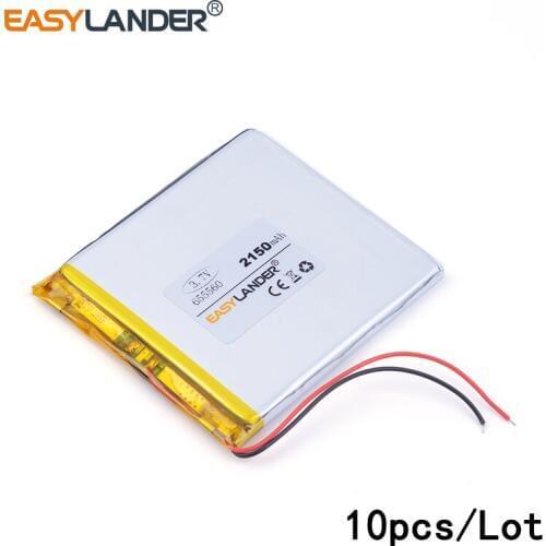 10pcs /Lot 655560 2150mah 3.7v lithium Li ion polymer rechargeable battery DIY mobile emergency power charging treasure battery
