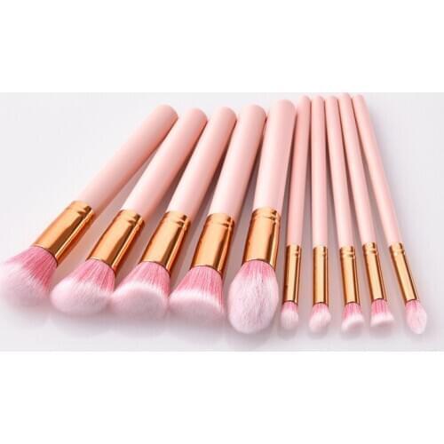 10Pcs Makeup Brushes Set Pink Gold Handle Women Foundation Lip Eye Liner maquiagem Make up Brushes Beauty Tools Kit