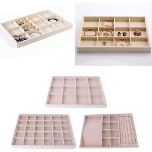 3 X Tray Ring Earrings Holder Jewel Organizer Tray Drawer Velvet Case