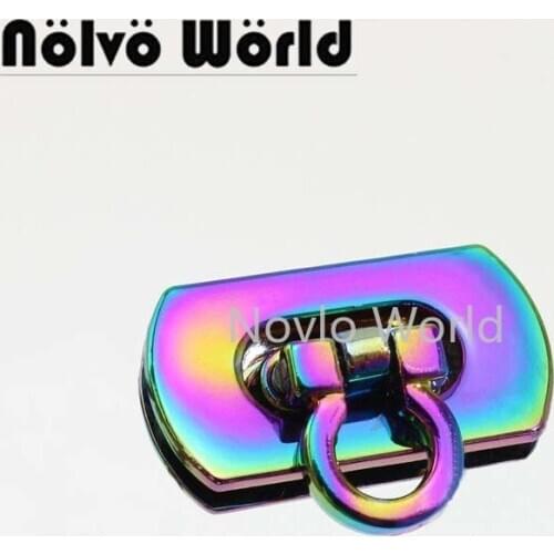 5-10-30 pieces,30*27mm Flip lock,woman purse wallet small size lock for genuine leather Hardware RAINBOW